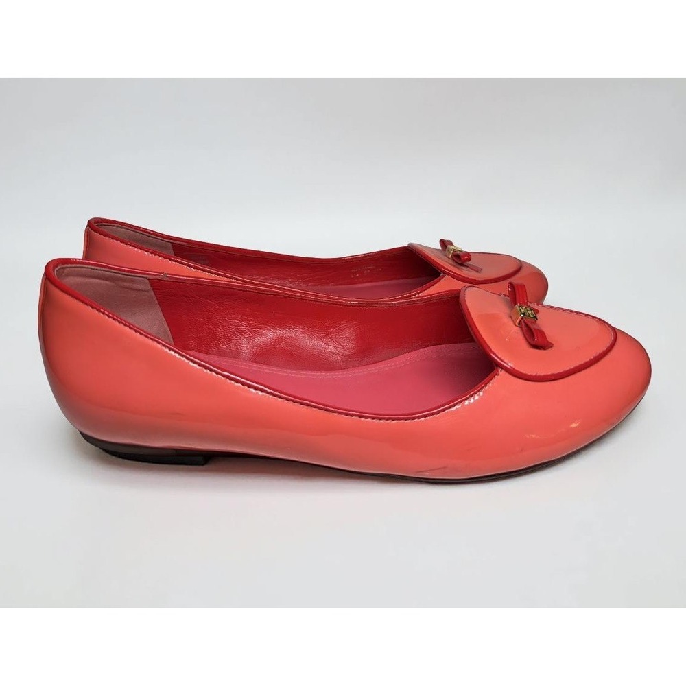 TORY BURCH Dakota LOAFER Rose Pink Lobster Red Ballet PATENT LEATHER Sz 6.5 - Picture 5 of 9